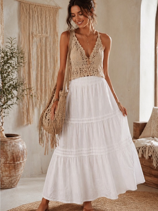 Quince Dresses & Skirts - Quince White Tiered Boho Chic Maxi Skirt